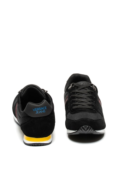 Versace Jeans Pantofi sport de piele intoarsa si material textil, cu aplicatie logo Femei