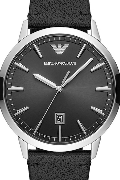 Emporio Armani Ceas rotund cu o curea de piele Ruggero Barbati