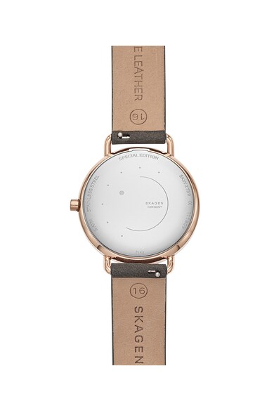 Skagen Ceas cu o curea de piele si diamant Horisont Femei