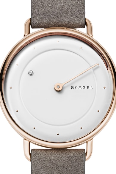 Skagen Ceas cu o curea de piele si diamant Horisont Femei