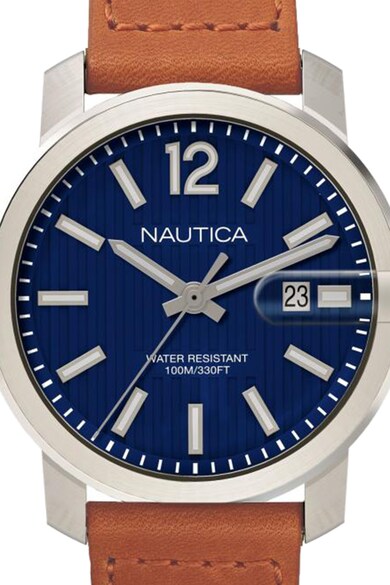 Nautica Кварцов часовник с велурена каишка Мъже