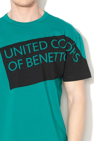 United Colors of Benetton Tricou din fire lungi de bumbac cu imprimeu logo Barbati