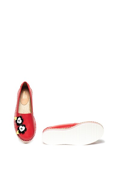 Love Moschino Espadrile de piele ecologica, cu aplicatii florale Femei