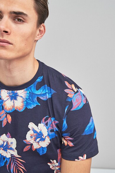 NEXT Tricou cu decolteu la baza gatului si model floral Barbati