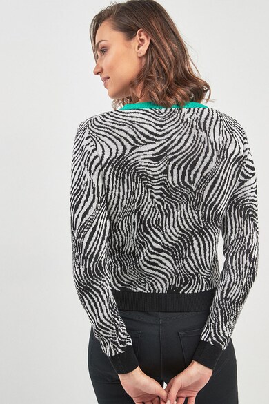NEXT Pulover cu imprimeu zebra si decolteu contrastant Femei