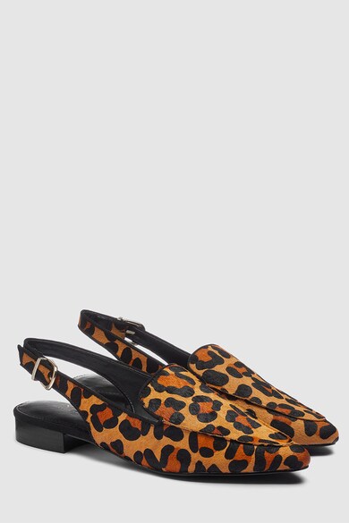 NEXT Pantofi loafer de piele cu par scurt cu imprimeu animal print Femei