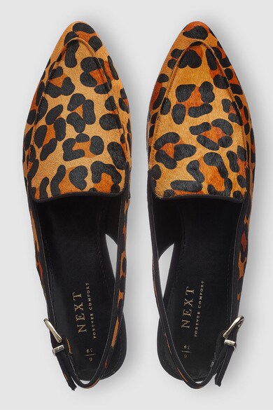 NEXT Pantofi loafer de piele cu par scurt cu imprimeu animal print Femei