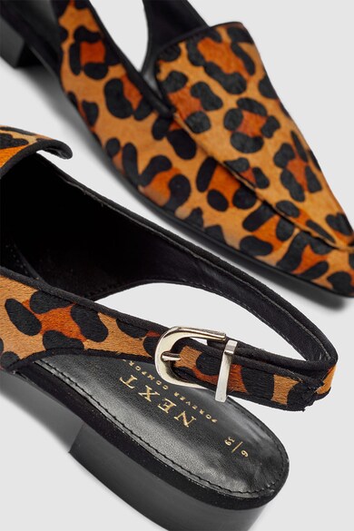 NEXT Pantofi loafer de piele cu par scurt cu imprimeu animal print Femei