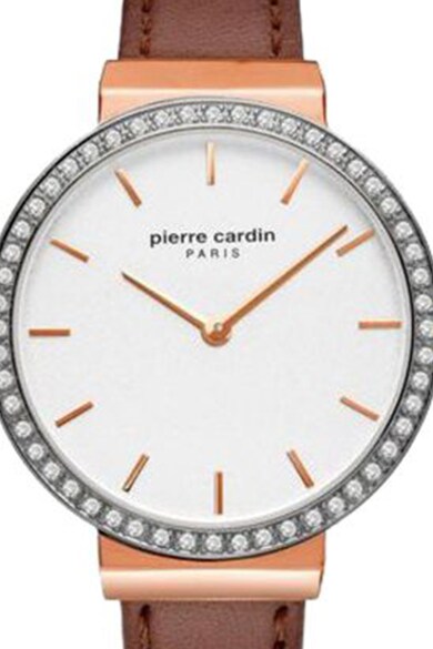 Pierre Cardin Ceas rotund decorat cu cristale zirconia Femei