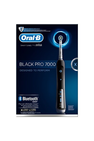 Oral-B Periuta de dinti electrica  Pro 7000, 40000 pulsatii/min, 8800 oscilatii/min, Curatare 3D, 6 programe, 5 capete, Bluetooth, Timer cu ceas,Trusa de calatorie, Negru Femei