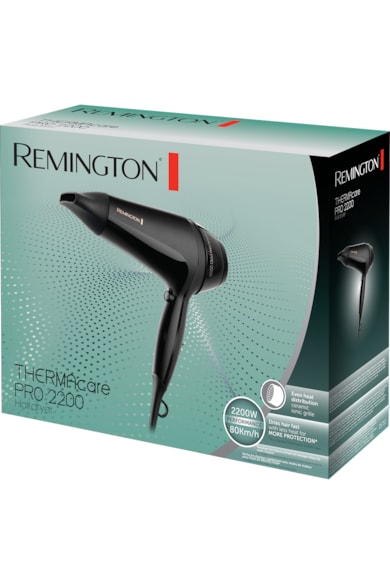 Remington Uscator de par  Thermacare Pro 2200 , 2000 W, 3 trepte de temperatura, 2 viteze, Generator de ioni, Grila ceramica, Negru Femei