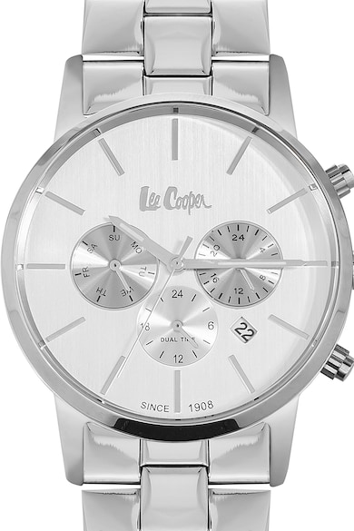 Lee Cooper Овален часовник с метална верижка, Сребрист Мъже