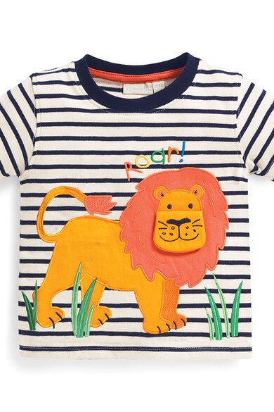JoJo Maman Bebe Раирана тениска с дизайн на лъв Момчета