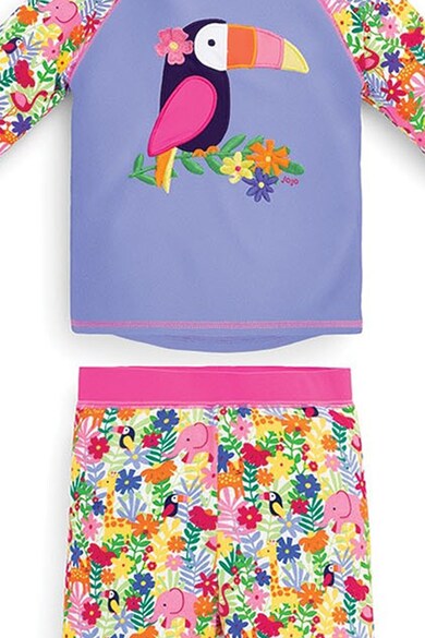 JoJo Maman Bebe Costum de baie din 2 piese, fete, imprimeu animale si floricele, Multicolor Fete