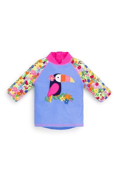 JoJo Maman Bebe Costum de baie din 2 piese, fete, imprimeu animale si floricele, Multicolor Fete