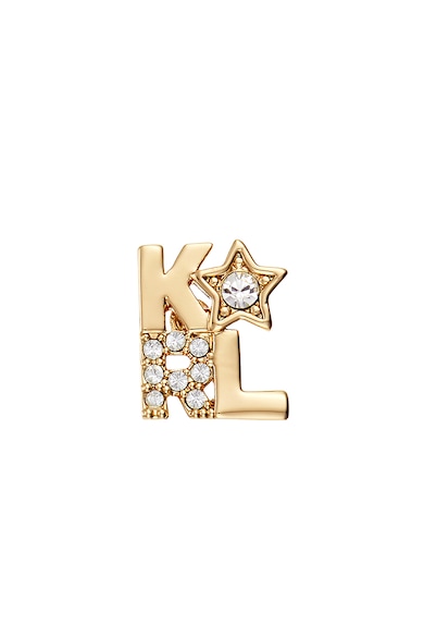 Karl Lagerfeld Cercei cu logo si cristale Swarovski, placati cu aur 12K Femei