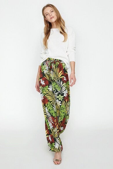 KOTON Pantaloni cu croiala ampla si model tropical Femei