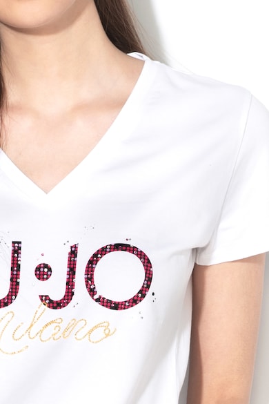 Liu Jo Logómintás póló strasszköves rátétekkel női