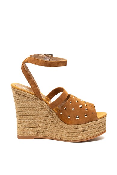 Trussardi Jeans Sandale tip espadrile wedge de piele intoarsa cu tinte Femei