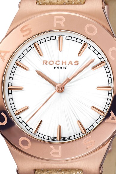 ROCHAS PARIS Ceas analog cu o curea cu aspect stralucitor Femei