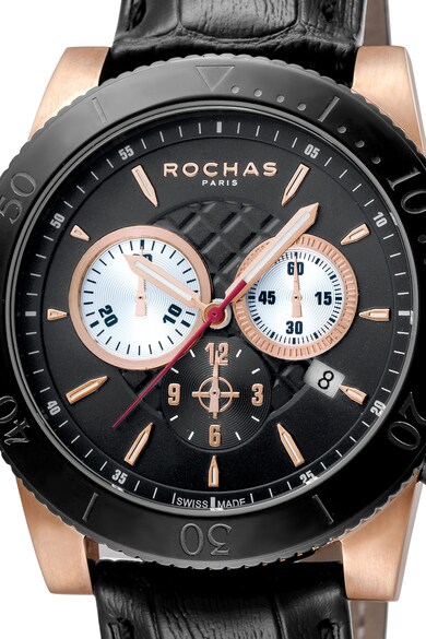 ROCHAS PARIS Bőrszíjas chrono karóra férfi