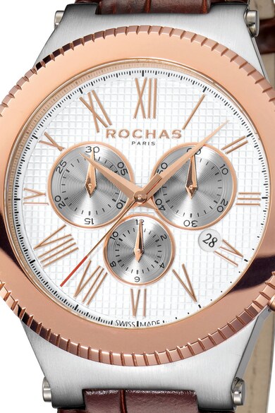 ROCHAS PARIS Chrono bőrszíjas karóra férfi