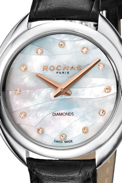 ROCHAS PARIS Часовник с кожена каишка и 12 диаманта Жени