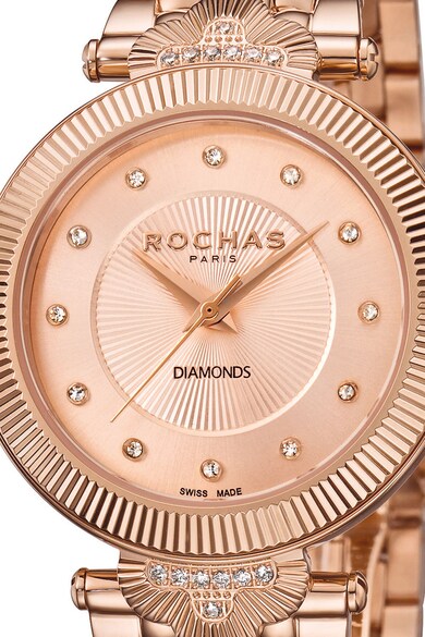 ROCHAS PARIS Часовник от неръждаема стомана с 12 диаманта Жени