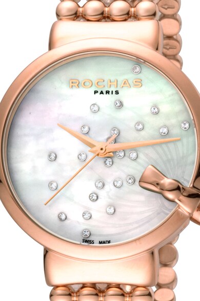 ROCHAS PARIS Ceas rotund cu cadran mother of pearl si diamante Femei