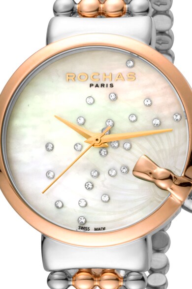 ROCHAS PARIS Ceas rotund cu cadran mother of pearl si diamante Femei