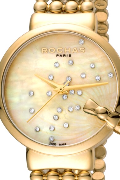 ROCHAS PARIS Ceas rotund cu cadran mother of pearl si diamante Femei