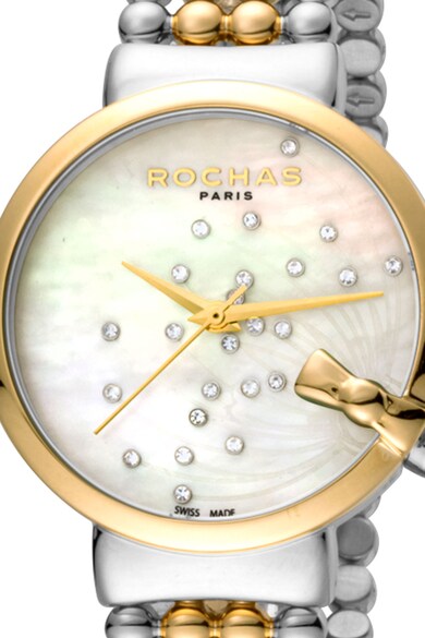 ROCHAS PARIS Ceas rotund cu cadran mother of pearl si diamante Femei