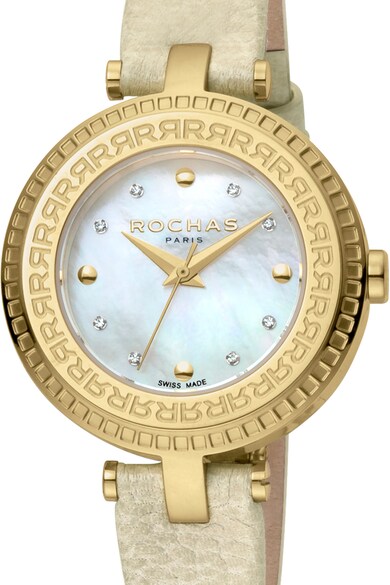 ROCHAS PARIS Ceas analog cu cadran mother of pearl si diamante Femei