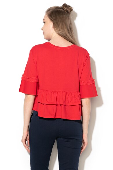 United Colors of Benetton Bluza crop lejera cu volane Femei