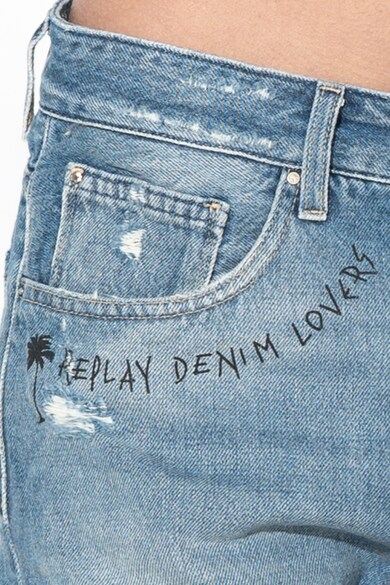 Replay Pantaloni scurti de denim cu imprimeu text Femei