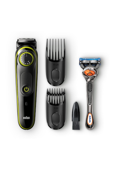 Braun Aparat de tuns barba si parul  BT3041, 39 setari de lungime, 2 piepteni, aparat de ras Gillette Flexball, Acumulator, Negru Barbati