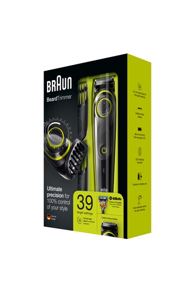 Braun Aparat de tuns barba si parul  BT3041, 39 setari de lungime, 2 piepteni, aparat de ras Gillette Flexball, Acumulator, Negru Barbati