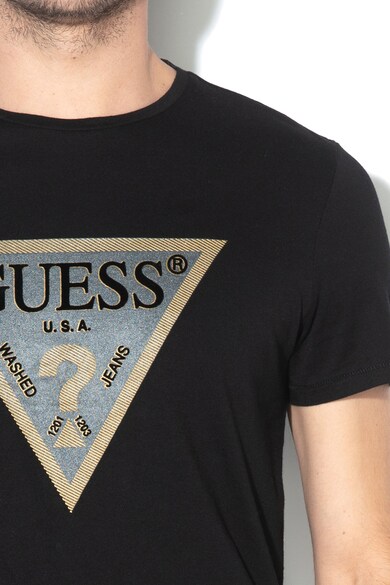 GUESS JEANS Szűk fazonú modáltartalmú póló logóval férfi