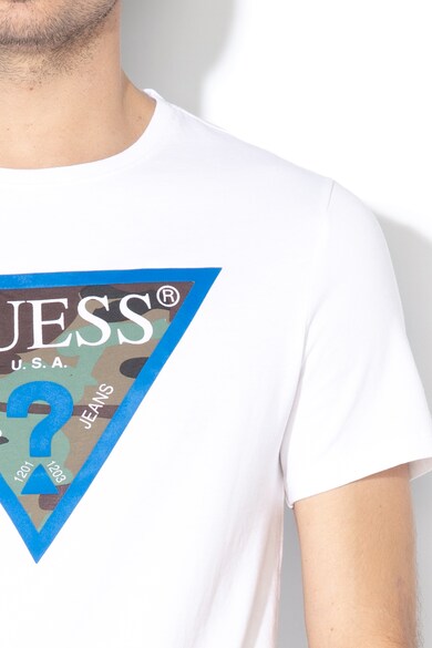 GUESS JEANS Szűk fazonú póló gumis mintával férfi