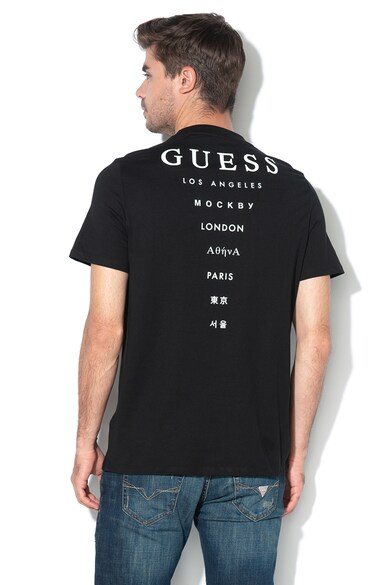 GUESS JEANS Tricou regular fit cu decolteu la baza gatului Barbati