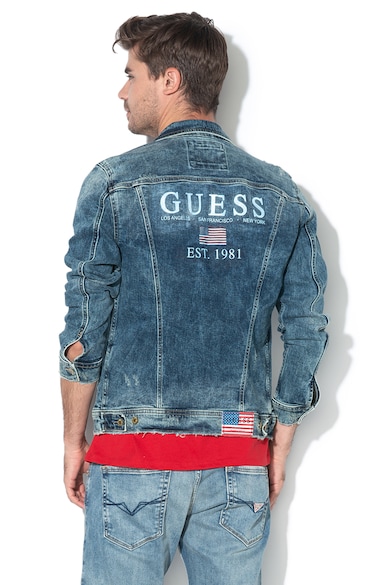 GUESS JEANS Jacheta din denim cu aspect decolorat Barbati