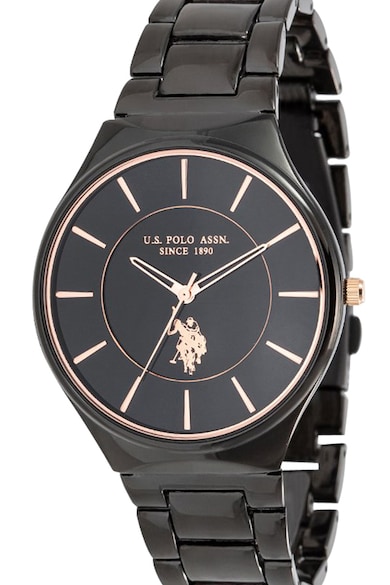 U.S. Polo Assn. Ceas analog rotund cu bratara metalica Barbati