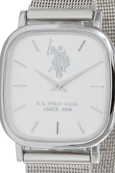 U.S. Polo Assn. Ceas analog cu bratara metalica cu aspect de plasa Femei