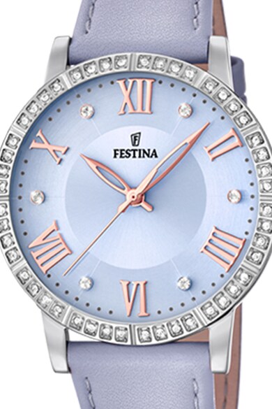 Festina Ceas rotund decorat cu cristale zirconia Femei