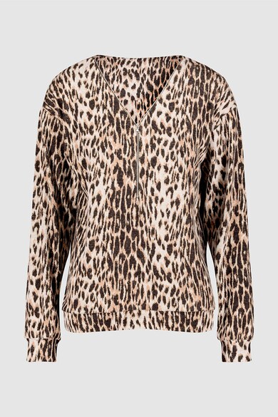 NEXT Pulover din tricot fin, cu animal print si decolteu in V Femei