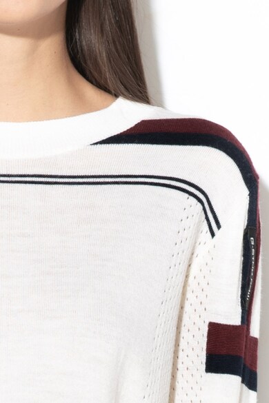 G-Star RAW Pulover tricotat din amestec de lana merinos in dungi Siva Femei
