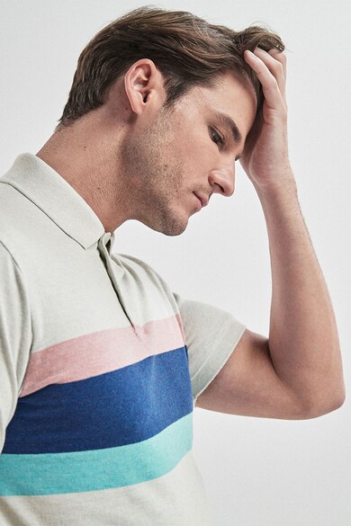 NEXT Regular fit galléros póló colorblock részletekkel férfi