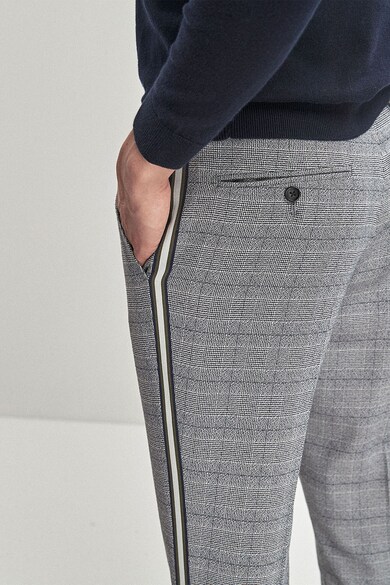 NEXT Pantaloni slim fit cu model in carouri si dungi contrastante Barbati