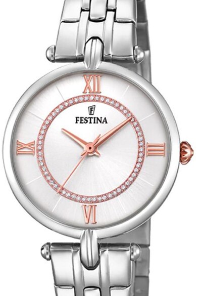 Festina Ceas rotund analog cu cadran decorat cu zirconia Femei