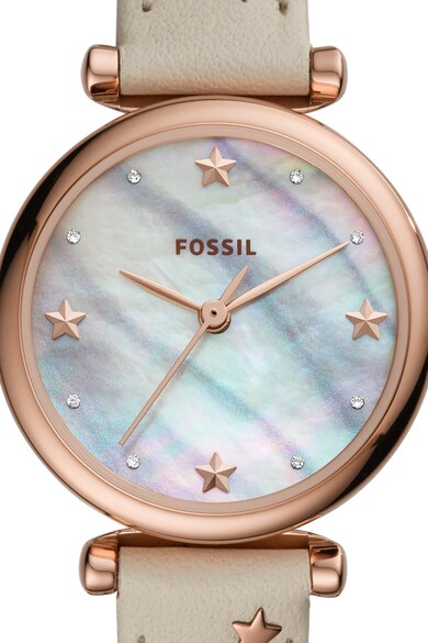 Fossil Овален часовник с кожена каишка Жени